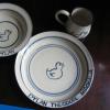Duck Pattern  
 3 piece set in the design of your choice $80; bowl or plate alone  $38
cup alone $20 